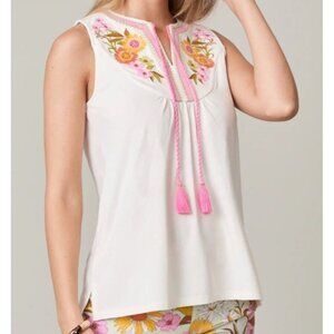Spartina Women's Size S Faye Embroidered Tank Heywards